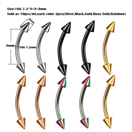 10 шт./лот G23 титановые пирсинг носа спиральные пирсинг губ язык кольца серьги козелок пирсинг Промышленная Штанга бижутерия для тела - Окраска металла: M1708