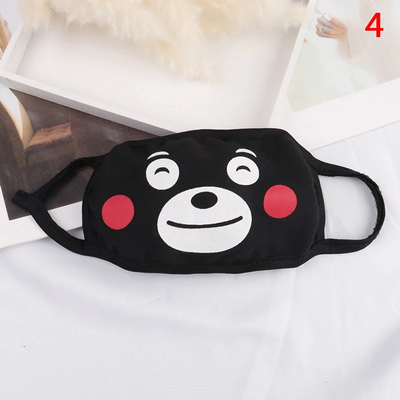 1PCS Anime Cotton Dustproof Mouth Face Mask Unisex Korean Kpop Black Bear Cycling Anti-Dust Cotton Facial Protective Cover Masks - Цвет: N4