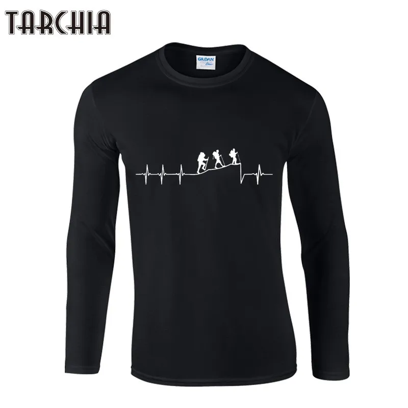 Футболка TARCHIA мужская с забавным принтом приталенная тенниска длинным рукавом