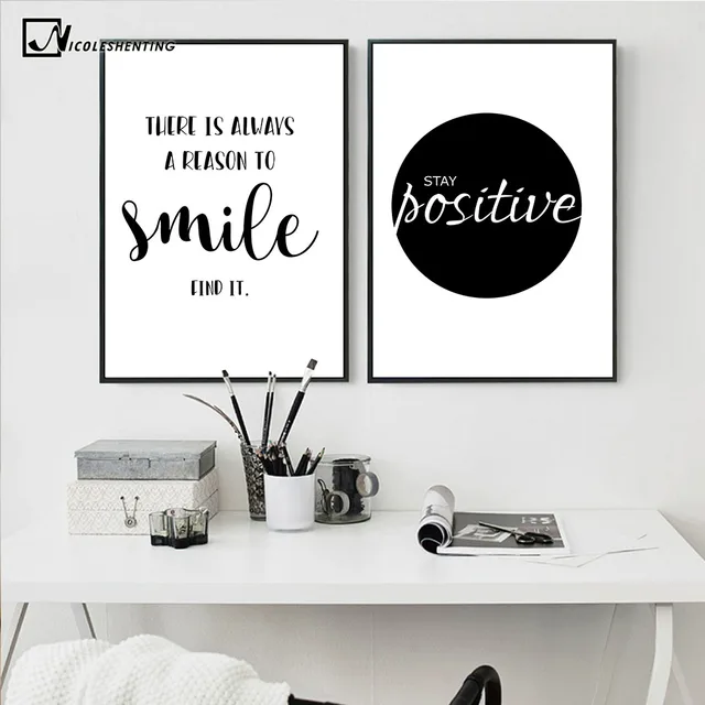 Inspirational Simple Quotes Motivational Poster Prints Black White Wall