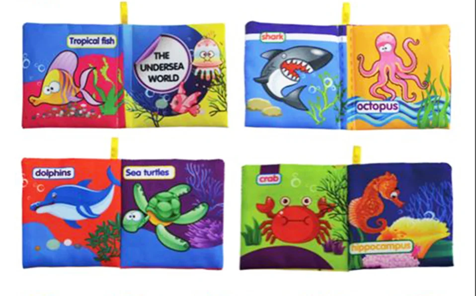 3 Soft Learning Language Baby Books Rattle Toys