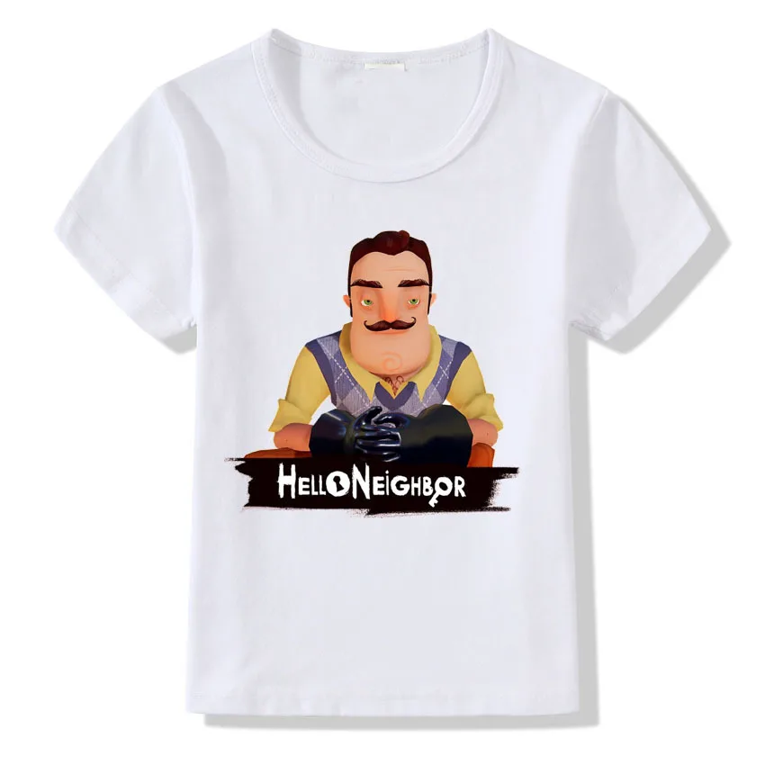 

2019 New Children's Wear HELLO NEIGHBOUR Cartoon Print T-shirt Children's Clothing Kids Boys Girls Tops Tee Summer Costume