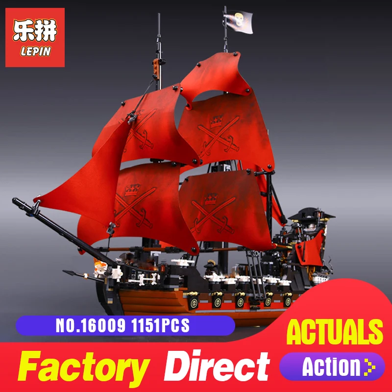 

Free shipping New Lepin 16009 1151pcs Queen Anne's revenge Building Blocks Set Bricks LegoINGlys 4195 for Children DIY gift