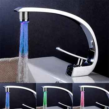 Grifos de agua inteligentes con Control de temperatura, colorida cambiante, cabezal de ducha RGB, sin batería, para cocina, novedad de 2019
