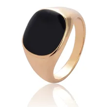 

Fashion Business Rings Black Drop oil smooth square Crystal stone Ring For women and men 2