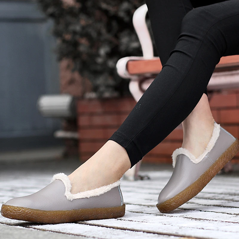 

AARDIMI Women Espadrilles Winter Women Flats Shoes Keep Warm Flat Shoes Woman Rome Style Solid Flat With Ladies Loafers