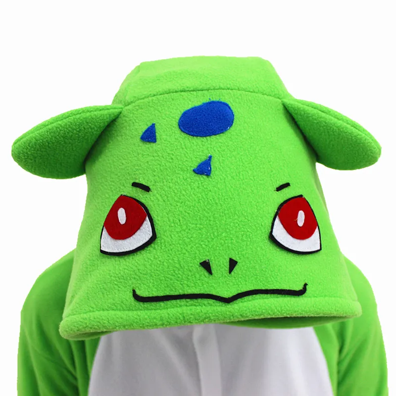 Bulbasaur кигуруми покемон косплей костюм взрослых флис мультфильм комбинезоны пижамы Хэллоуин Карнавал вечерние комбинезон