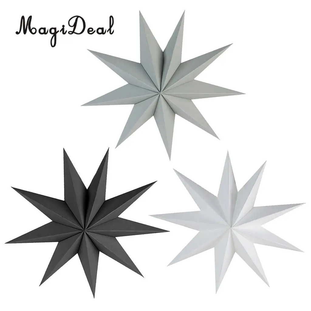  3D 9 Angles Stars Paper Star Hanging Christmas Home Party DIY Craft Decoration 