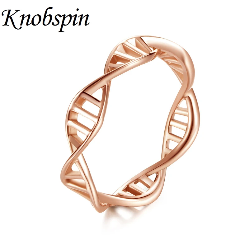 

Infinity DNA Double Spiral Steel/Rose Gold Color Ring for Women Stainless Steel Ladies Twist Minimalist Style Finger Ring anel