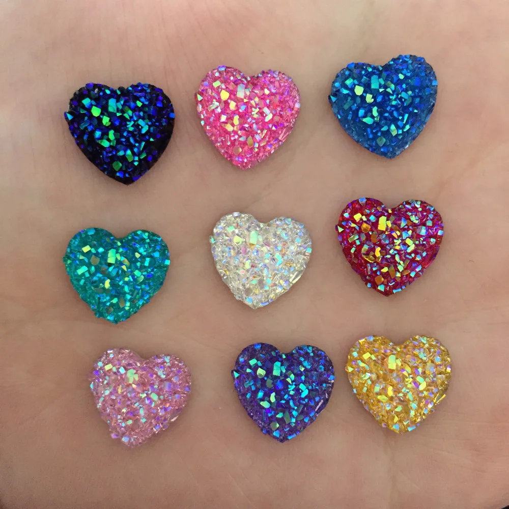 

(80 pieces/lot) 12mm MIXED AB Resin Bling Sweet heart flatback Scrapbooking for phone/Wedding D50A