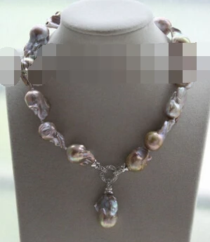 

11.24 luster 17" purple Reborn keshi pearls necklace Platinum Plated clasp