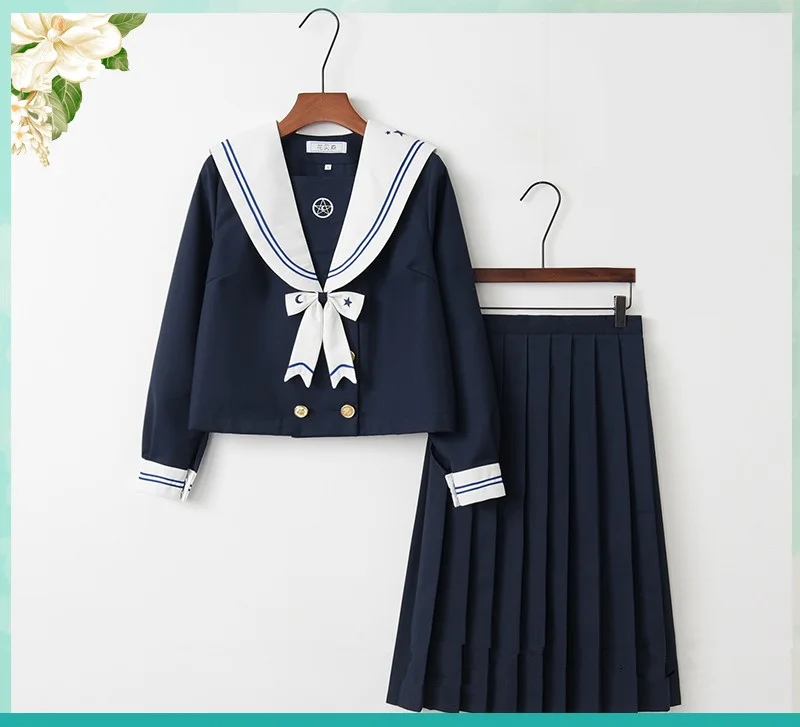 long skirts suit 02 Модная новинка, японская униформа, морской моряк, костюм для женщин, Kansai, студенческий костюм с длинным рукавом, школьная форма для девочек - Цвет: long skirts suit 02