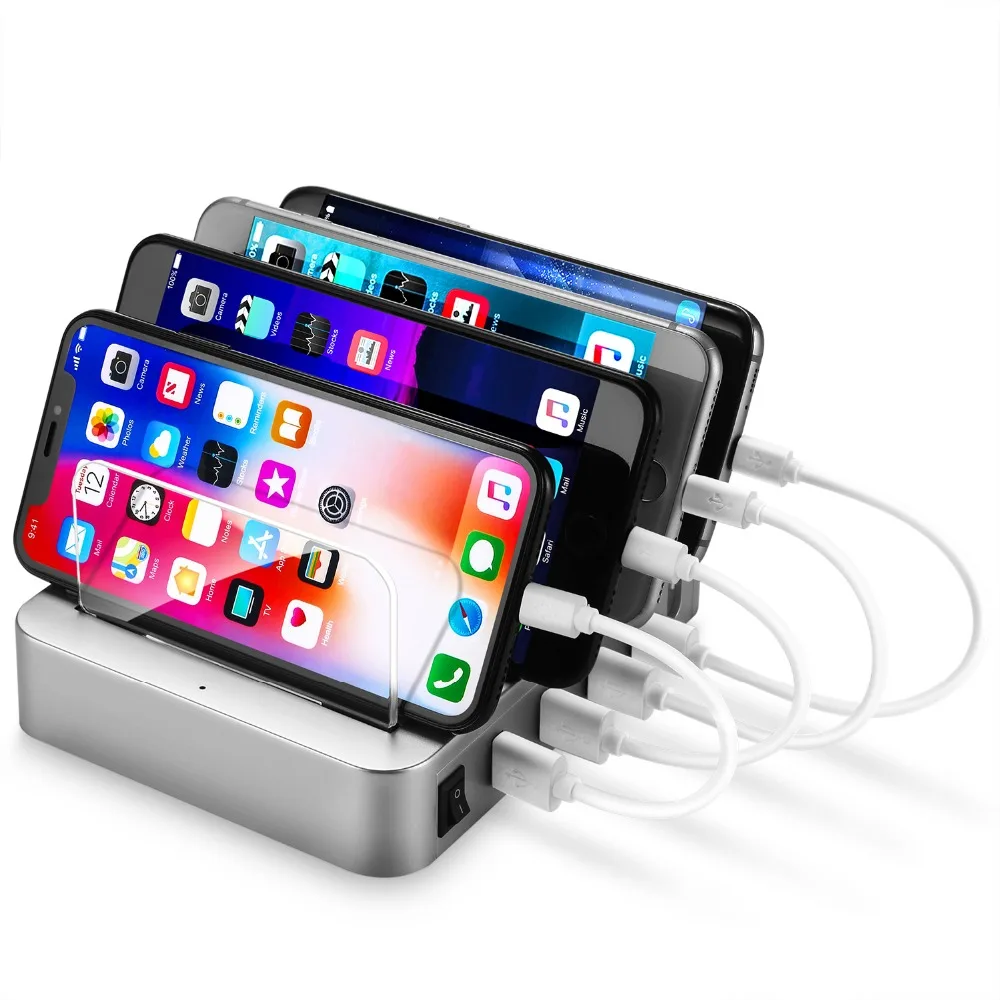 4 Multi Port Universal USB Charging Station Stand Holder Desktop Charger for iPhone iPad Samsung