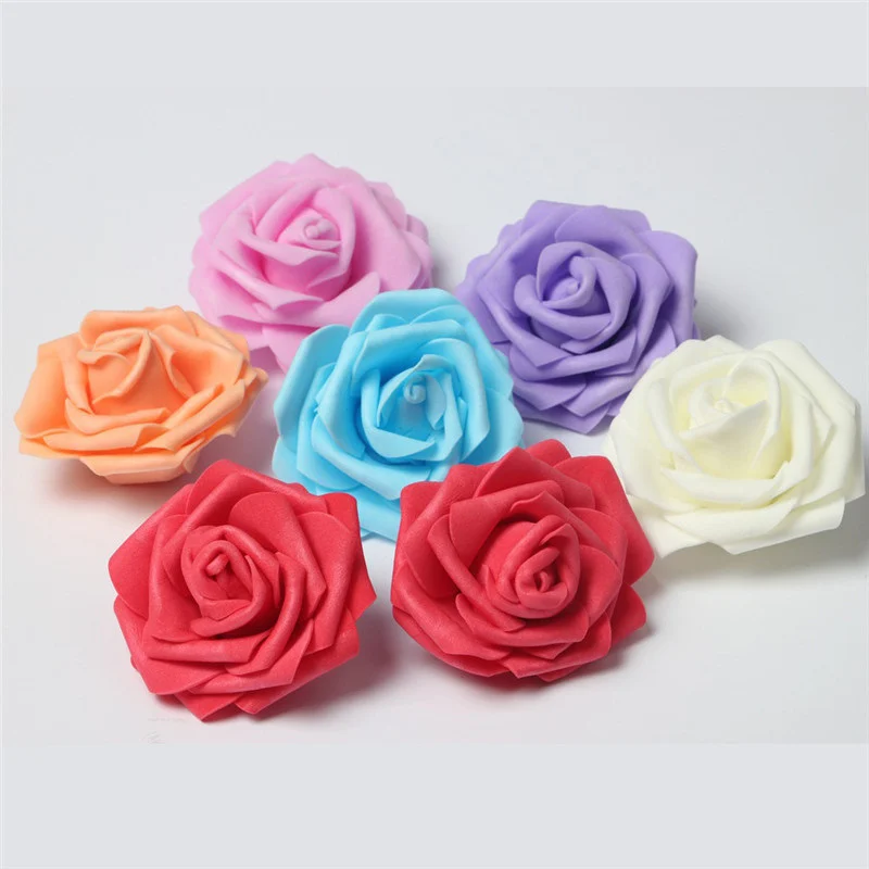 30Pcs/lot 8cm Big PE Foam Roses Artificial Flower Heads For Wedding Event Decoration DIY Wreaths Home Garden Decorative Supplies