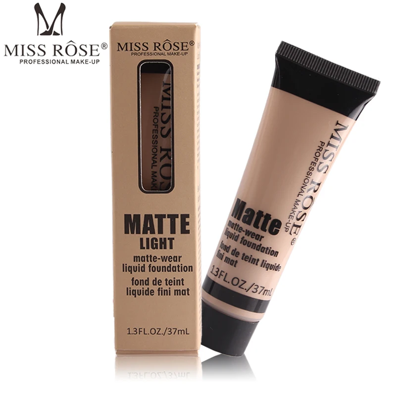 

MISS ROSE 10 Color Liquid Foundation Face Concealer Repair Nourishing Nude Makeup Brighten Cream Professional Base Primer 37ML