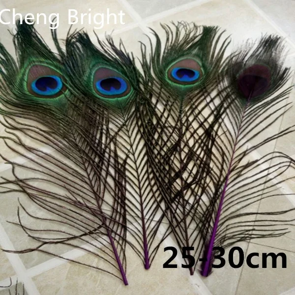 purple 25 to 30cm Новинка! 50 шт./лот, красивые перья павлина, 25-30 см/70-80 см, сделай сам, для свадьбы, торжества, сережек, аксессуаров, цветов - Цвет: purple 25 to 30cm