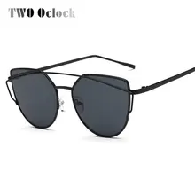Las DOS En Punto de Lujo gafas de Sol de Las Mujeres Diseñador de la Marca Retro Cateye Gafas de Sol Femeninas de Gran Tamaño Espejo Sunglases gafas de sol mujer