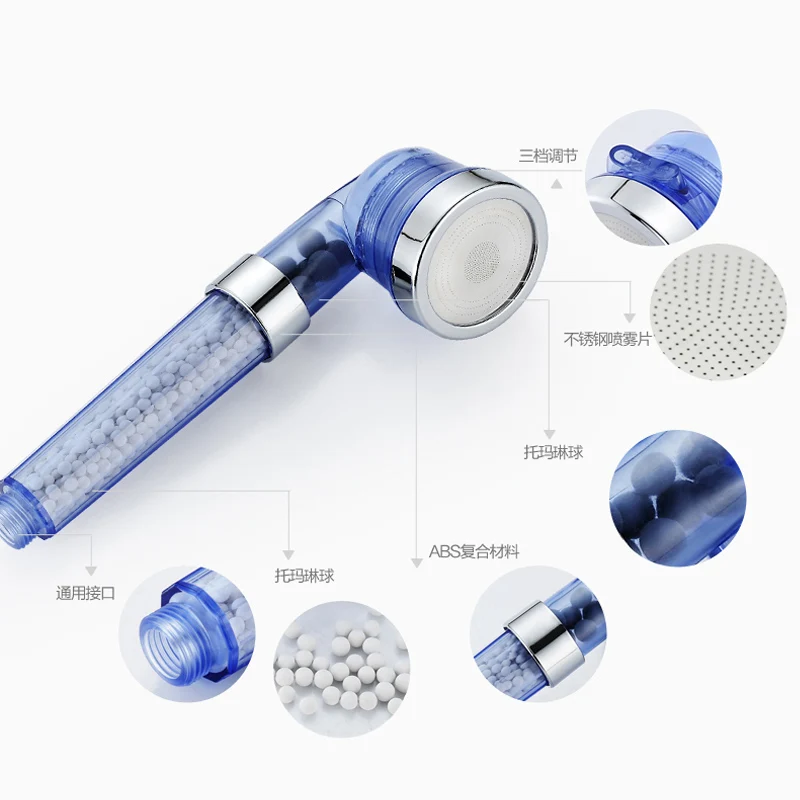 3 режима насадка для душа, регулируемая, высокое давление, каменный поток, ручная душевая головка