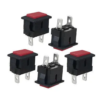5 шт. AC 250 В/6A 125 В/10A 2P SPST красная кнопка мгновенного выключения клавишный