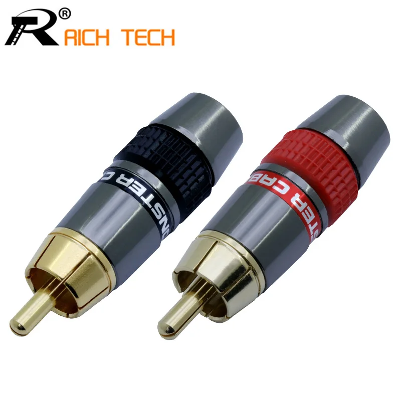 Conector de Fio Adaptador de Vídeo Pair Pces Rca Macho Plug Áudio Conector Suporte 8mm Cabo Preto & Vermelho 10 – 20