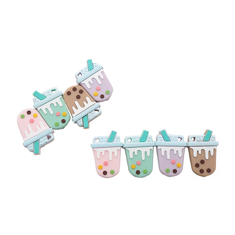 

Chenkai 5PCS Silicone Milky Tea Beads Baby Cute Teething Beads Colorful Oral Care For DIY Newborn Teether Pendant Shower Gift