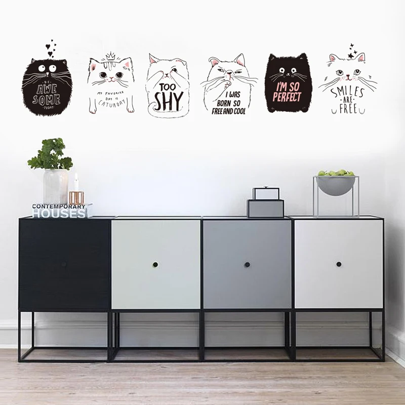 6 шт. наклейки на стену с изображением милого кота 100 х130 см|decoration living room|home decor