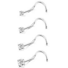 50 шт./партия, популярный фианический винт для носа, хирургический стальной нос, кольцо для пирсинга носа, 20 г X 1,5 мм, 2 мм, 2,5 мм, 3 мм