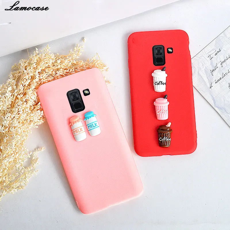 Силиконовые 3D Кофе молоко милый чехол для samsung Galaxy A8 2018 A530 ультратонкие конфеты