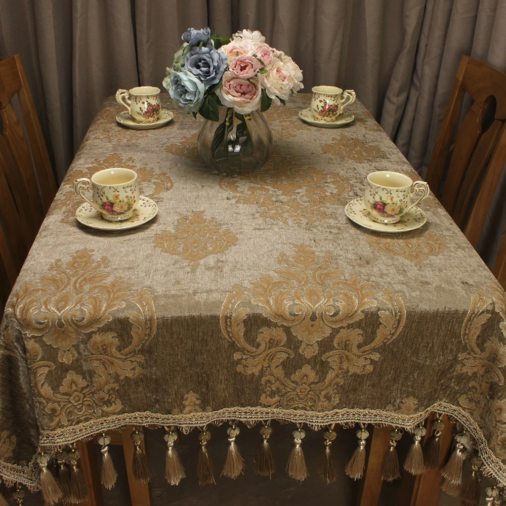 Купить CURCYA коричневый Классическая скатерть Роскошные Синель ...