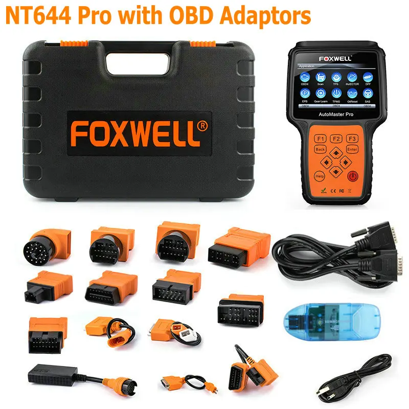 Foxwell NT644 автомобильный OBD2 автомобильный сканер OBD полная система ABS подушка безопасности диагностический инструмент SAS масляный Сервис Сброс EPB OBD 2 сканирующий инструмент - Цвет: Full Set package