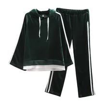 NXH осенний спортивный костюм женский комплект 2 шт. Большие размеры Свободные толстовки и спортивные штаны повседневные Большие размеры корейский стиль версия женская одежда
