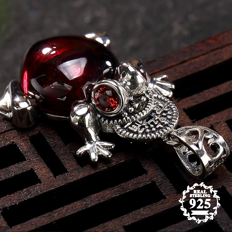 

NOT FAKE S925 Fine Antique shop store Ruby Pendant for Necklace Women Handmade Vintage Natural Carnelian Semi Ruby Red jasper Red