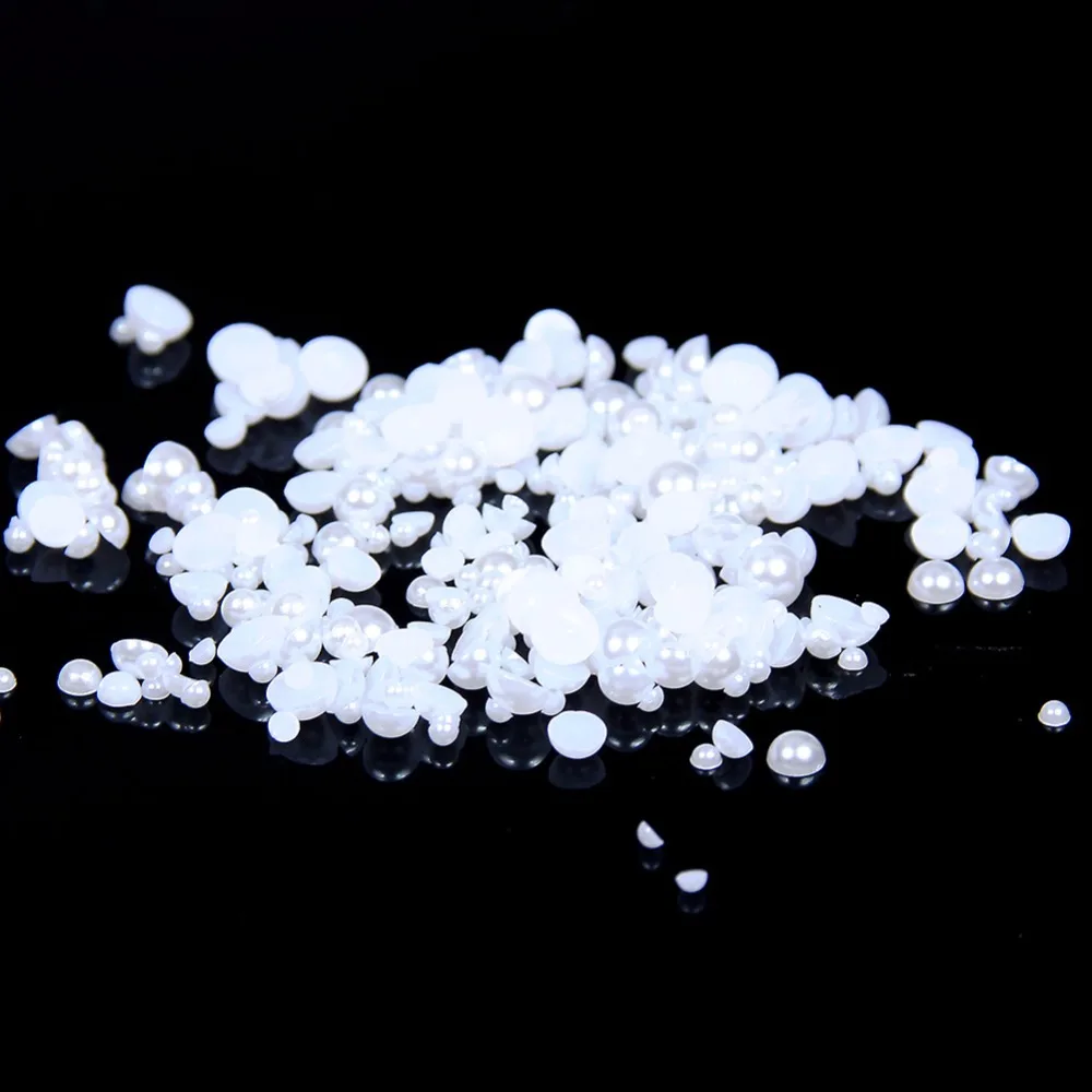 

AAA+ Pure White Color 1.5mm~25mm Flat back ABS plastic round Half Pearls beads.