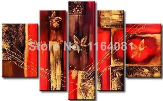 

100% Hand painted Butterfly Warm Spring Flowers Wall Pictures for Living Room Oil Painting on Canvas 5pcs/set no Framed Picture