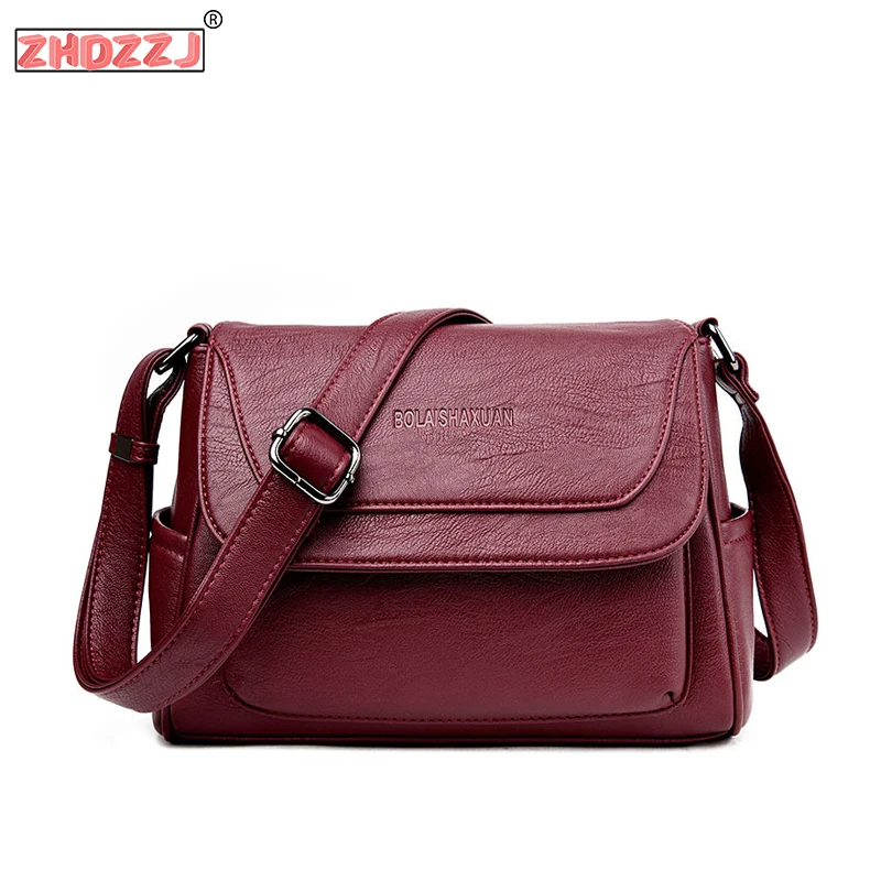 

Women's High Leather Handbags All-match Shoulder CrossBody Bags Fashion Messenger Bag Ladies Solid Color Femme Women Bags