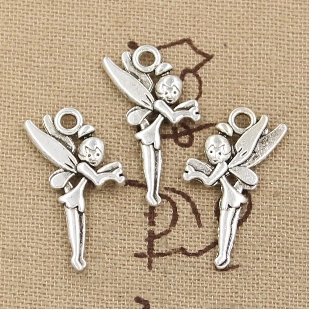 

25pcs Charms angel fairy tinkerbell 25x15mm handmade Craft pendant making fit,Vintage Tibetan Silver Bronze,DIY for necklace