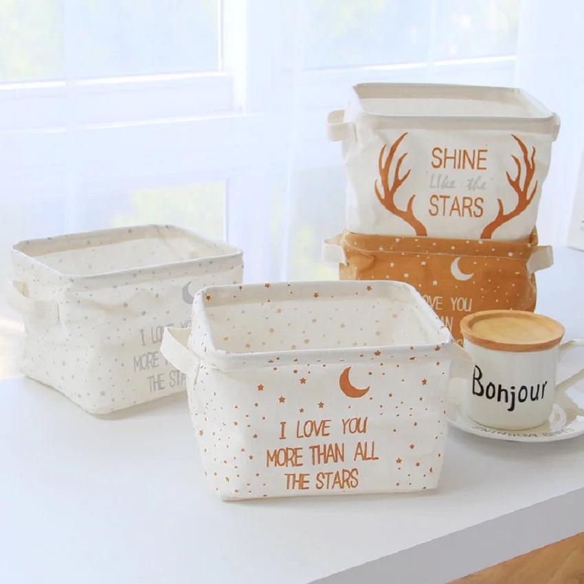 

desktop storage organizer Cosmetics tool kids toy and Small object Office stationery storage bins folding non-woven storage box