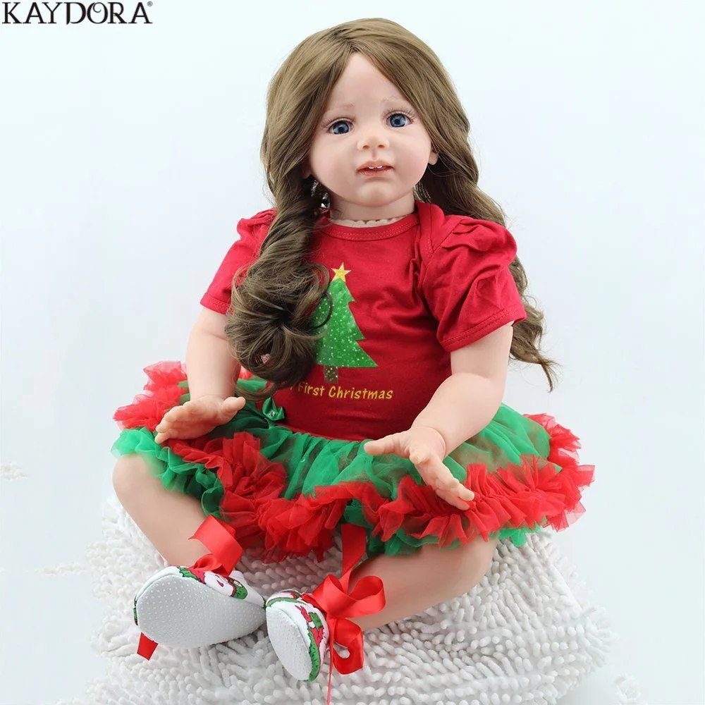 

KAYDORA Realistic 24inch/60cm Baby Alive Doll Cute Soft Silicone Reborn Kids Toddler Dolls Toy With Dress Bebe Reborn Lifelike