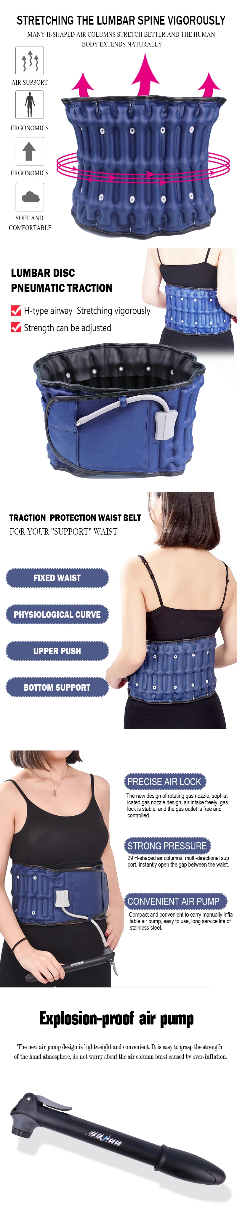 Adjustable Traction Waist Waist Inflatable Support Protection Belt Lumbar Fixed Correction Belt Pain Release Health Care Massage