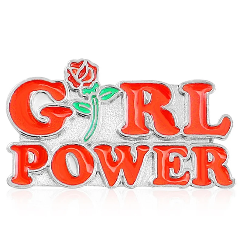 

Girl Power Pin Red Letter Rose Badge Women Up Feminism Brooch Inspirational Women Brooch Pin Bag Hat Clothes Collar Pin Jewelry