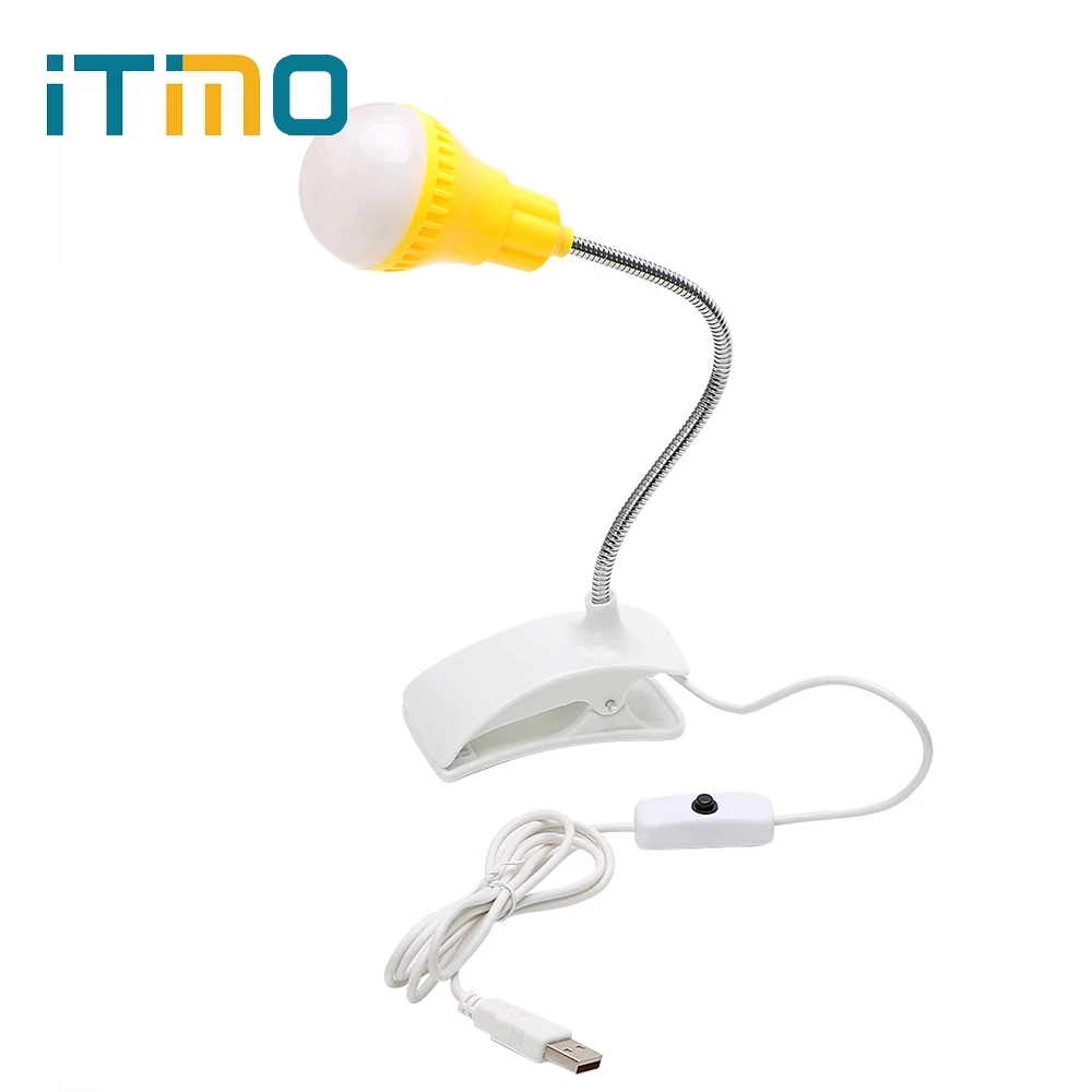 

iTimo Book Light Flexible Eye Protection Bedside Table Computer Reading Bulb Home Lighting Clip-on USB LED Desk Lamp