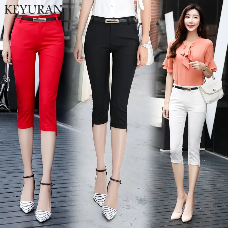 Summer Capris Leggings formal pants For Women 2017 Red