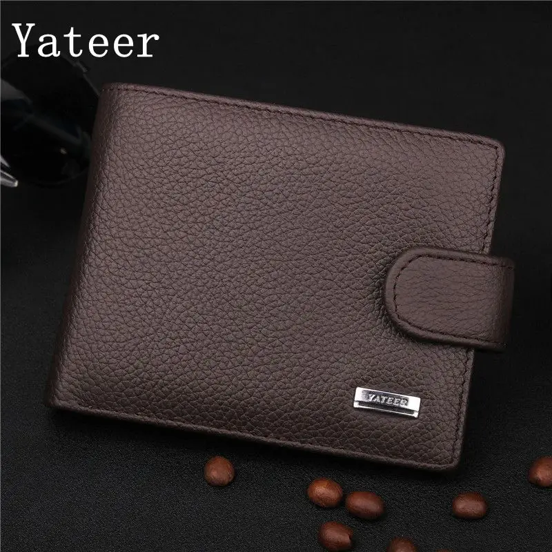

Yateer High Quality PU Material Printing striped litchi Magnetic buckle Wallet Famous Brand Luxury Male Purse Money Bag Card