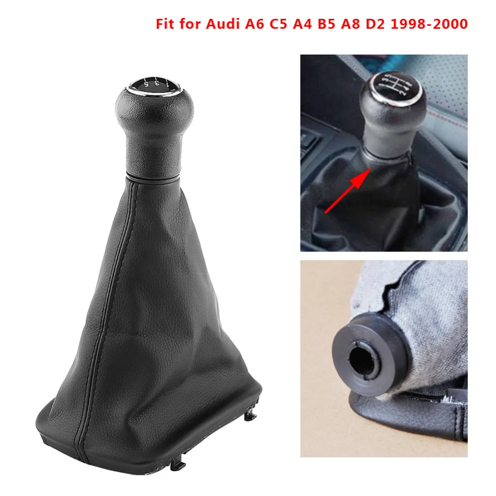 

5 Speed Car Gear Shift Knob Gear stick Gaiter Boot Kit For Audi A6 C5 A4 B5 A8 D2 1998-2000 Auto Accessories plastic knob