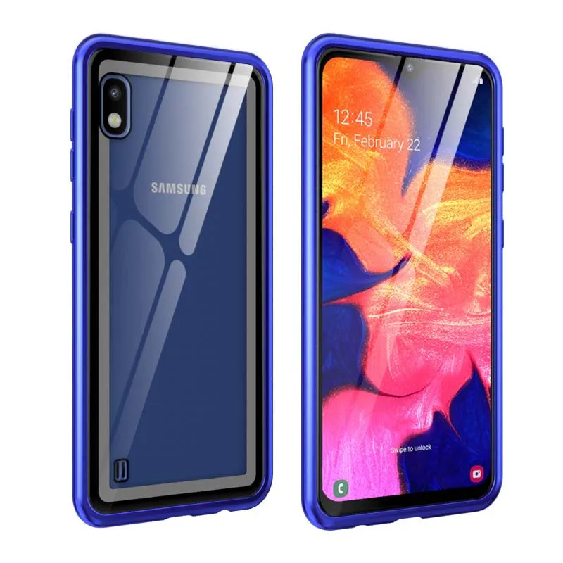 

Luxury Metal Armor Case Coque For Samsung Galaxy A10 Arc Aluminum Frame Screw Bumpe Transparent Glass Cover Coque Phone KS0185