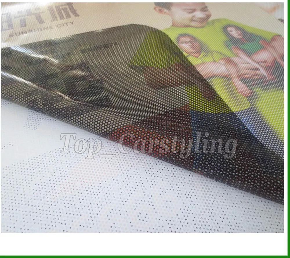 white printable paintable perforating mesh film black one way vision window film for bus wall(10)