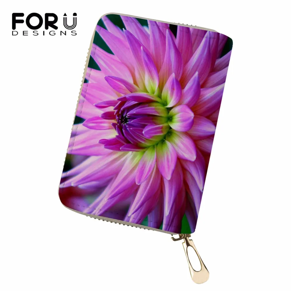 

FORUDESIGNS Women Wallet Case Portable Passport Holder 3D Floral Print Porte Carte Teens Girls Covers for Documents Daily Purse