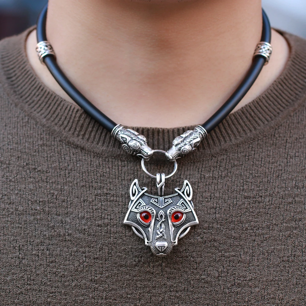 High Quality Norse Vikings Pendant Necklace Norse Wolf Head Necklace
