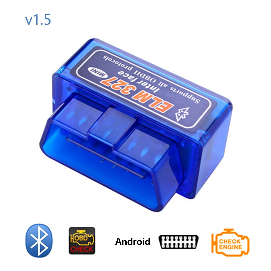 Dewtreetali Mini Elm327 Bluetooth OBD2 V1.5 Elm 327 V 1 5 OBD 2 Автомобильный сканер кода OBDII адаптер