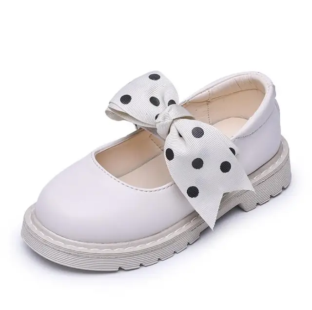 Kids Shoes Princess Girls School Shoes Black White Children Leather